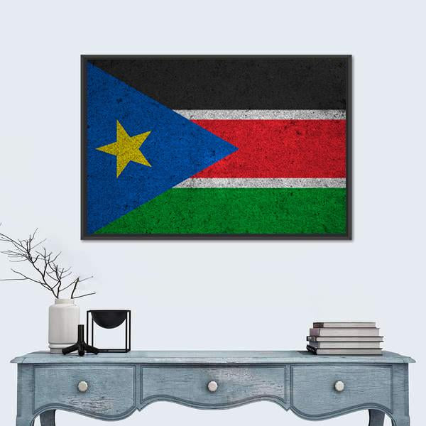 South Sudan Flag Canvas Wall Art-1 Piece-Floating Frame-36" x 24"-Tiaracle