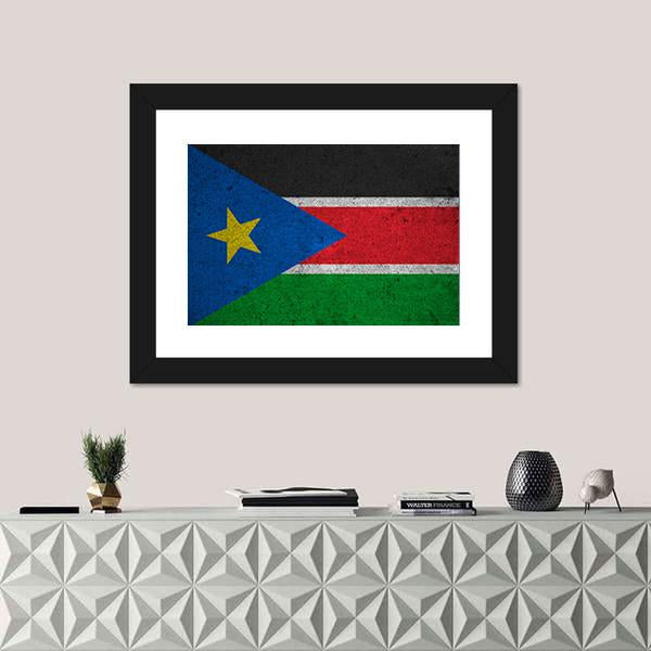 South Sudan Flag Canvas Wall Art-1 Piece-Framed Print-42" x 14"-Tiaracle