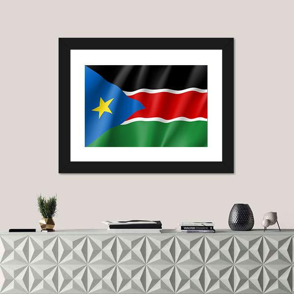 South Sudan Flag Canvas Wall Art-1 Piece-Framed Print-42" x 14"-Tiaracle