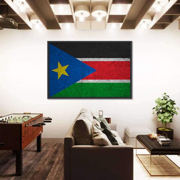 South Sudan Flag Canvas Wall Art-5 Horizontal-Gallery Wrap-22" x 12"-Tiaracle