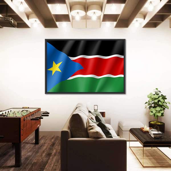 South Sudan Flag Canvas Wall Art-5 Horizontal-Gallery Wrap-22" x 12"-Tiaracle