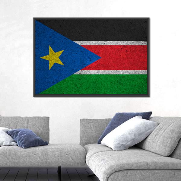 South Sudan Flag Canvas Wall Art-5 Horizontal-Gallery Wrap-22" x 12"-Tiaracle