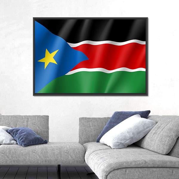 South Sudan Flag Canvas Wall Art-5 Horizontal-Gallery Wrap-22" x 12"-Tiaracle