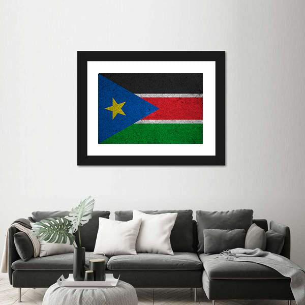 South Sudan Flag Canvas Wall Art-5 Horizontal-Gallery Wrap-22" x 12"-Tiaracle