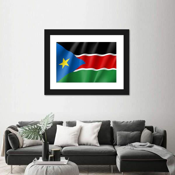 South Sudan Flag Canvas Wall Art-5 Horizontal-Gallery Wrap-22" x 12"-Tiaracle