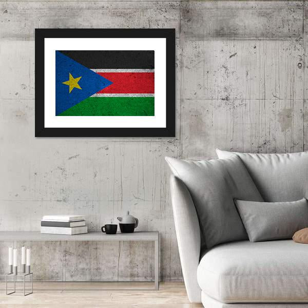 South Sudan Flag Canvas Wall Art-5 Horizontal-Gallery Wrap-22" x 12"-Tiaracle