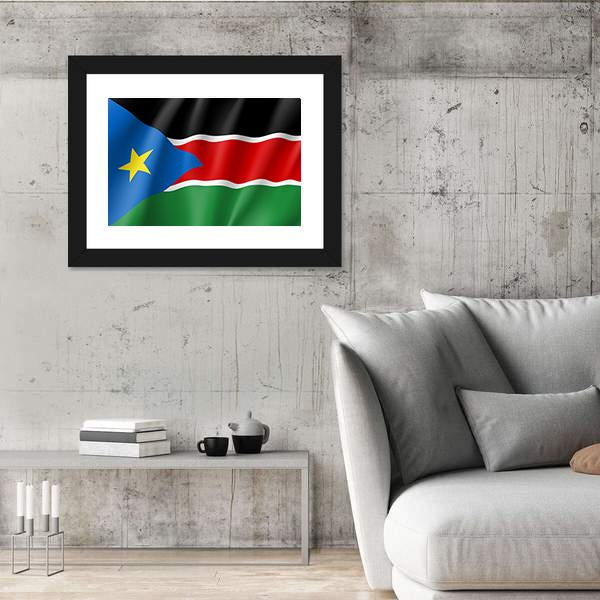 South Sudan Flag Canvas Wall Art-5 Horizontal-Gallery Wrap-22" x 12"-Tiaracle