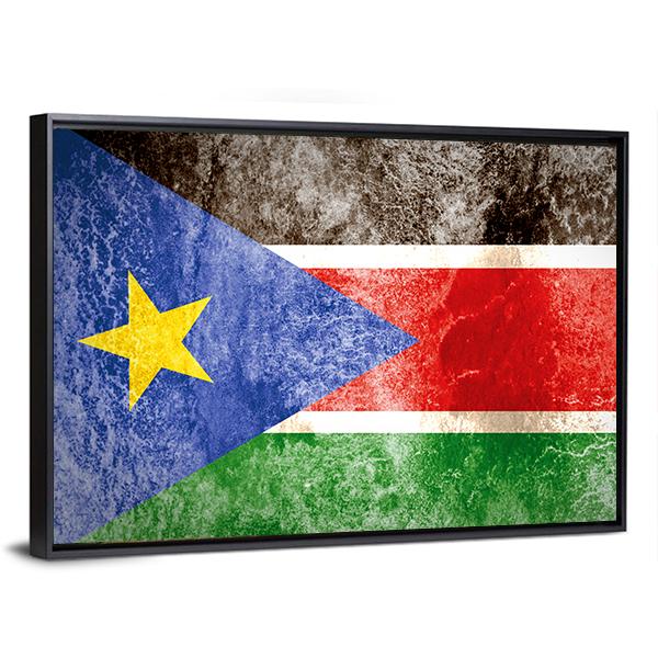 South Sudan Flag On Grunge Paper Canvas Wall Art-3 Horizontal-Gallery Wrap-25" x 16"-Tiaracle