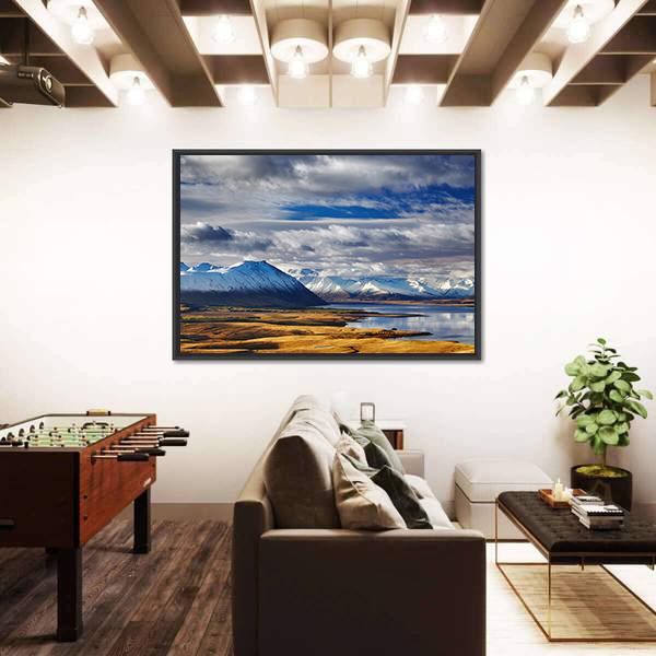 Southern Alps And Lake Tekapo Canvas Wall Art-1 Piece-Floating Frame-24" x 16"-Tiaracle