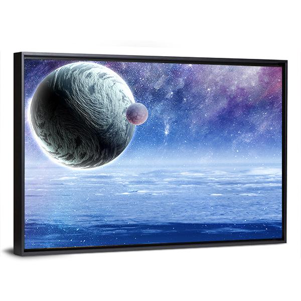 Space Planets And Starry Sky Canvas Wall Art-3 Horizontal-Gallery Wrap-25" x 16"-Tiaracle