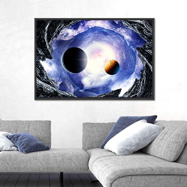 Space Planets And Starry Sky Canvas Wall Art-5 Horizontal-Gallery Wrap-22" x 12"-Tiaracle