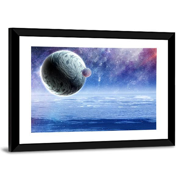Space Planets And Starry Sky Canvas Wall Art-3 Horizontal-Gallery Wrap-25" x 16"-Tiaracle