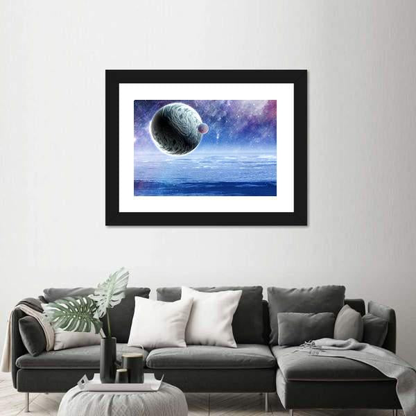 Space Planets And Starry Sky Canvas Wall Art-3 Horizontal-Gallery Wrap-25" x 16"-Tiaracle