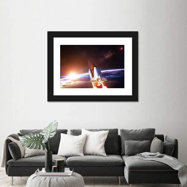 Space Shuttle Taking Off On A Mission Canvas Wall Art-1 Piece-Framed Print-20" x 16"-Tiaracle