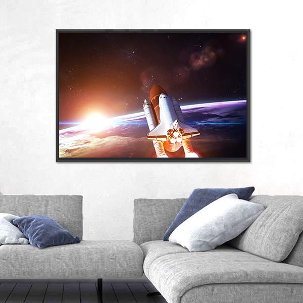 Space Shuttle Taking Off On A Mission Canvas Wall Art-5 Horizontal-Gallery Wrap-22" x 12"-Tiaracle