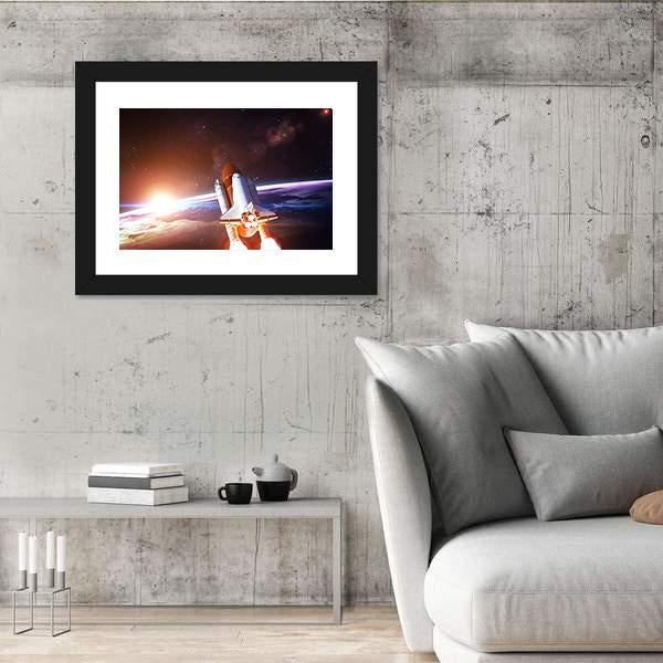 Space Shuttle Taking Off On A Mission Canvas Wall Art-5 Horizontal-Gallery Wrap-22" x 12"-Tiaracle