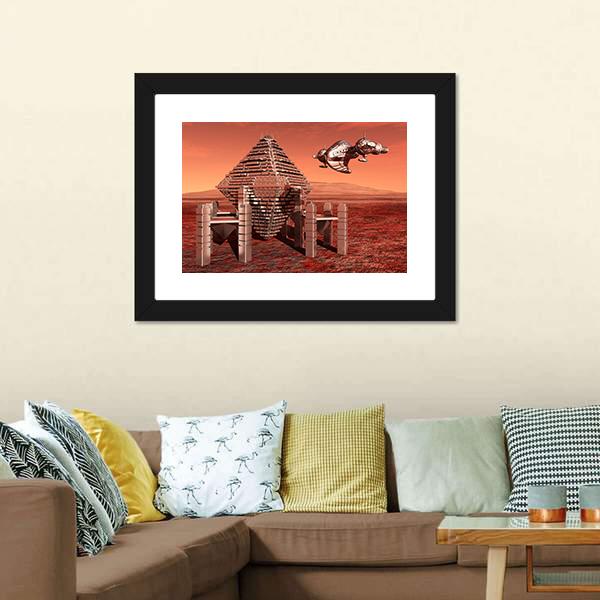Space Station In Mars Canvas Wall Art-5 Horizontal-Gallery Wrap-22" x 12"-Tiaracle