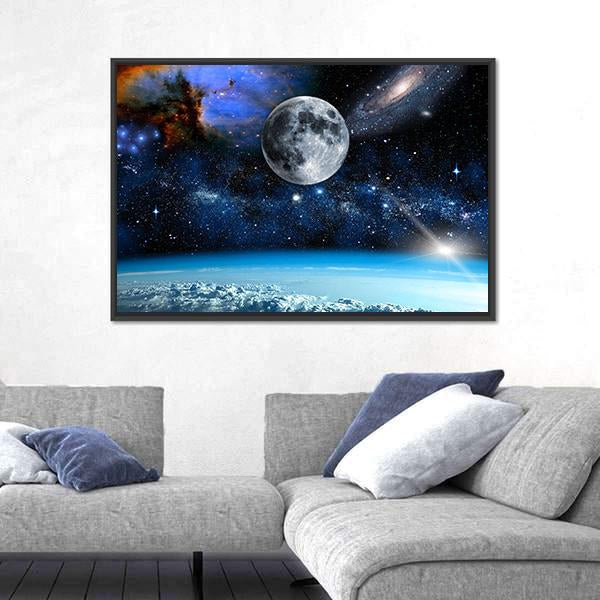 Space View From Earth Space Canvas Wall Art-5 Horizontal-Gallery Wrap-22" x 12"-Tiaracle
