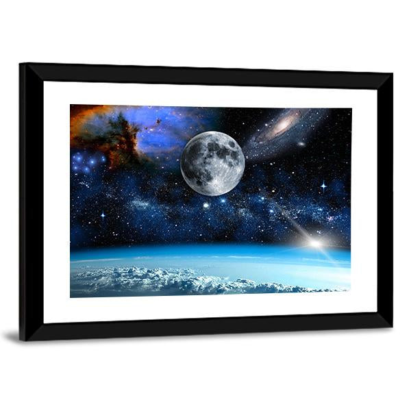 Space View From Earth Space Canvas Wall Art-5 Horizontal-Gallery Wrap-22" x 12"-Tiaracle