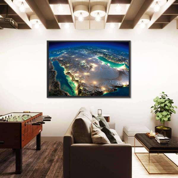 Space View Of Saudi Arabia Canvas Wall Art-5 Horizontal-Gallery Wrap-22" x 12"-Tiaracle