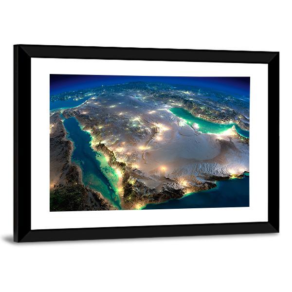 Space View Of Saudi Arabia Canvas Wall Art-5 Horizontal-Gallery Wrap-22" x 12"-Tiaracle