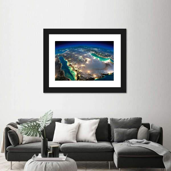 Space View Of Saudi Arabia Canvas Wall Art-5 Horizontal-Gallery Wrap-22" x 12"-Tiaracle