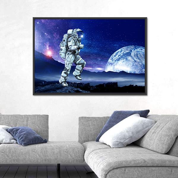 Spaceman Running Canvas Wall Art-5 Horizontal-Gallery Wrap-22" x 12"-Tiaracle