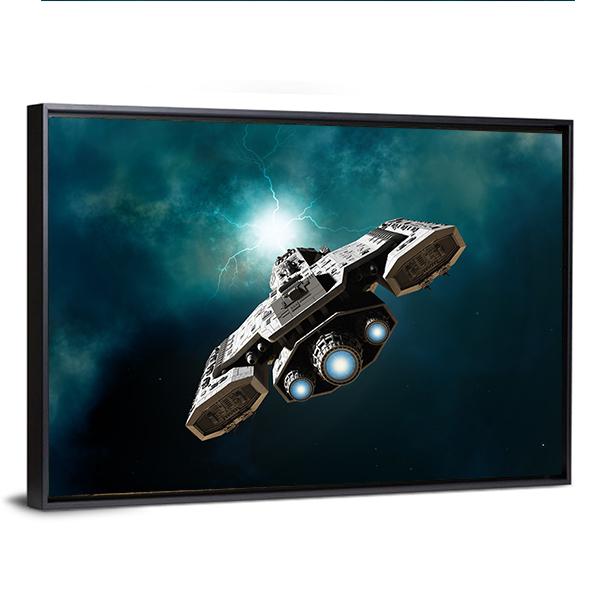 Spaceship About To Enter A Wormhole Canvas Wall Art-5 Horizontal-Gallery Wrap-22" x 12"-Tiaracle