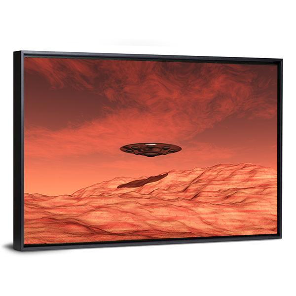 Spaceship On Mars Canvas Wall Art-3 Horizontal-Gallery Wrap-25" x 16"-Tiaracle