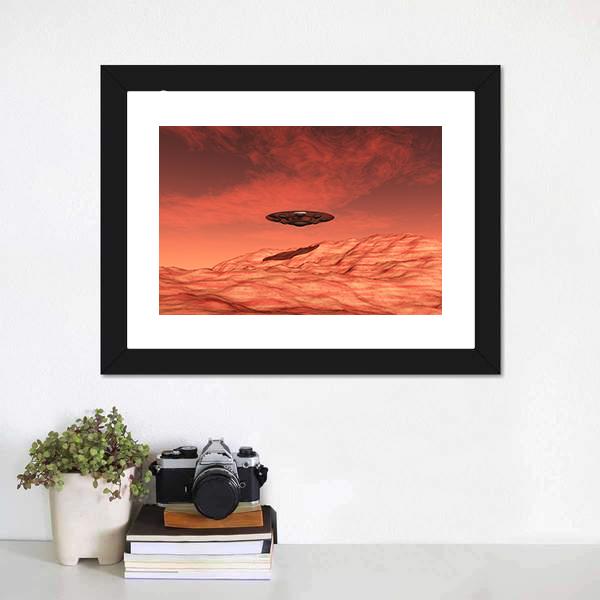 Spaceship On Mars Canvas Wall Art-5 Horizontal-Gallery Wrap-22" x 12"-Tiaracle