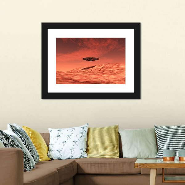 Spaceship On Mars Canvas Wall Art-5 Horizontal-Gallery Wrap-22" x 12"-Tiaracle