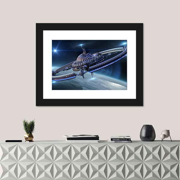 Spaceship With Dome Core And Gravitation Wheel Canvas Wall Art-5 Horizontal-Gallery Wrap-22" x 12"-Tiaracle