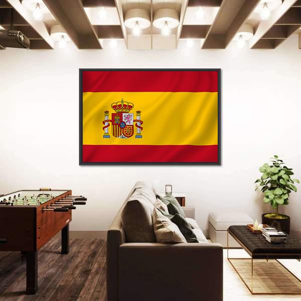 Spain National Flag Canvas Wall Art-1 Piece-Floating Frame-24" x 16"-Tiaracle
