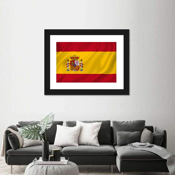 Spain National Flag Canvas Wall Art-1 Piece-Framed Print-20" x 16"-Tiaracle