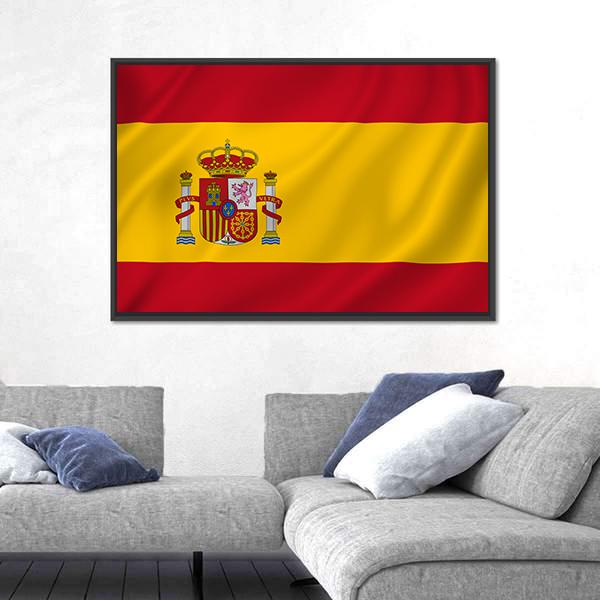 Spain National Flag Canvas Wall Art-5 Horizontal-Gallery Wrap-22" x 12"-Tiaracle