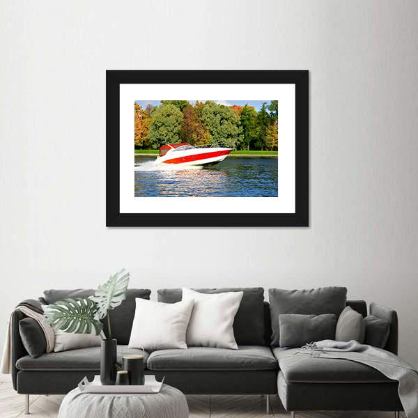 Speed Boat Fast And Furious Canvas Wall Art-1 Piece-Framed Print-20" x 16"-Tiaracle