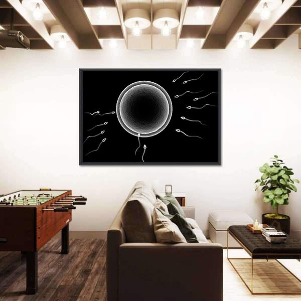 Sperm And Human Egg Canvas Wall Art-1 Piece-Floating Frame-24" x 16"-Tiaracle