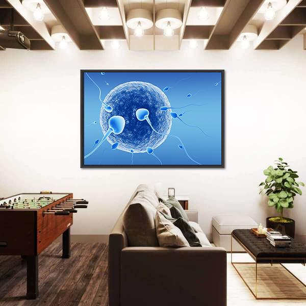 Spermatozoids And Human Egg Canvas Wall Art-1 Piece-Floating Frame-24&quot; x 16&quot;-Tiaracle