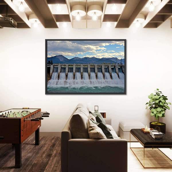 Spillway Of A Hydro Electric Dam Canvas Wall Art-1 Piece-Floating Frame-24" x 16"-Tiaracle