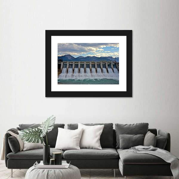 Spillway Of A Hydro Electric Dam Canvas Wall Art-1 Piece-Framed Print-20" x 16"-Tiaracle