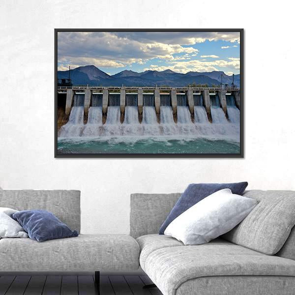 Spillway Of A Hydro Electric Dam Canvas Wall Art-5 Horizontal-Gallery Wrap-22" x 12"-Tiaracle