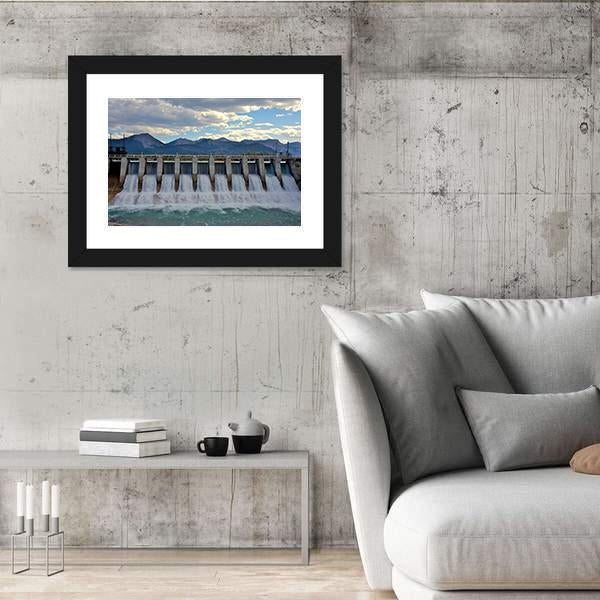 Spillway Of A Hydro Electric Dam Canvas Wall Art-5 Horizontal-Gallery Wrap-22" x 12"-Tiaracle
