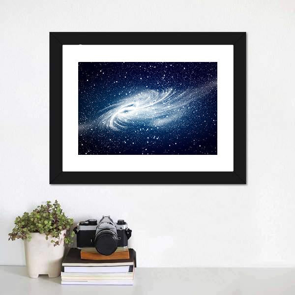 Spiral Galaxy Against Black Space Canvas Wall Art-1 Piece-Framed Print-20" x 16"-Tiaracle