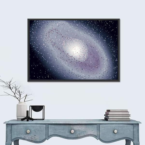 Spiral Galaxy Illustration Canvas Wall Art-1 Piece-Floating Frame-24" x 16"-Tiaracle