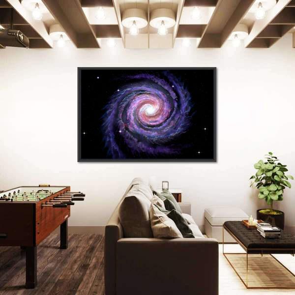 Spiral Galaxy Illustration Of Milky Way Canvas Wall Art-1 Piece-Floating Frame-24" x 16"-Tiaracle
