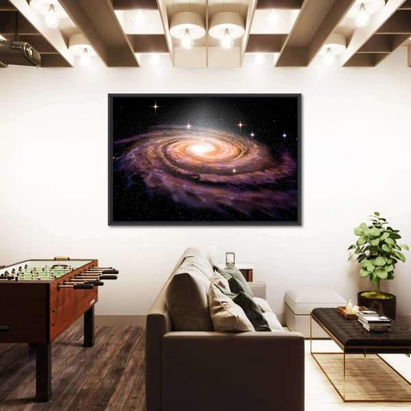 Spiral Galaxy In Deep Space Illustration Canvas Wall Art-5 Horizontal-Gallery Wrap-22" x 12"-Tiaracle