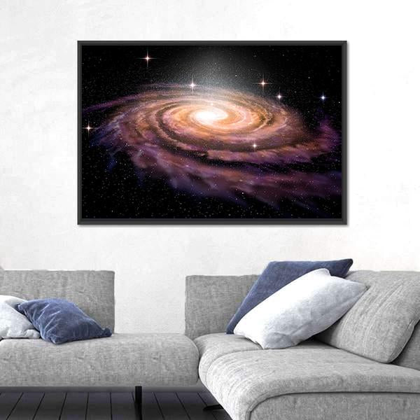 Spiral Galaxy In Deep Space Illustration Canvas Wall Art-5 Horizontal-Gallery Wrap-22" x 12"-Tiaracle