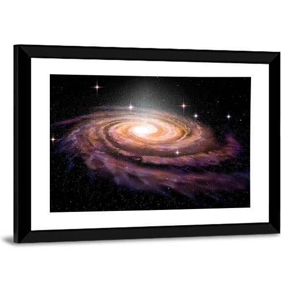Spiral Galaxy In Deep Space Illustration Canvas Wall Art-5 Horizontal-Gallery Wrap-22" x 12"-Tiaracle