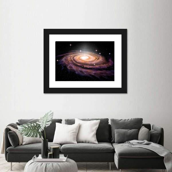 Spiral Galaxy In Deep Space Illustration Canvas Wall Art-5 Horizontal-Gallery Wrap-22" x 12"-Tiaracle