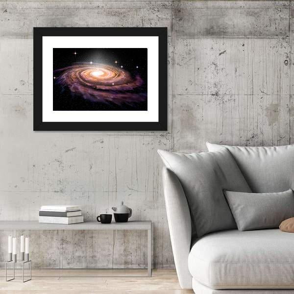Spiral Galaxy In Deep Space Illustration Canvas Wall Art-5 Horizontal-Gallery Wrap-22" x 12"-Tiaracle